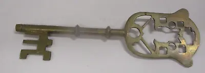 Vintage Solid Brass Large  Medieval  Decorative Skeleton Key 9 L Boho Goth Decor • $15.99