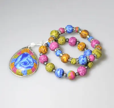 Chunky Colorful Lot  Silver Handmade Ball Stretch Bracelets Viva Beads AJ11 • $19.25
