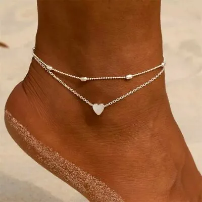 Women‘s 925 Sterling Silver SP Bells Ankle Bracelet Chain Foot Anklet Uk • £3.31