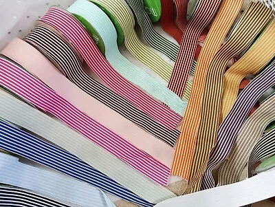 May Arts - Woven STRIPE - Grosgrain Ribbon 38mm - 25 Colours - NEW SHADES ADDED! • £5.80