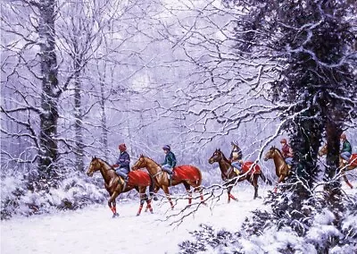 Race Horses In Snow Christmas Cards Pack Of 10 By Roy Miller C684X • £7