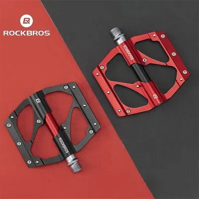 ROCKBROS Mountain Bike Pedals Aluminum 9/16  One Sealed Bearing Metal Pedals • $26.99