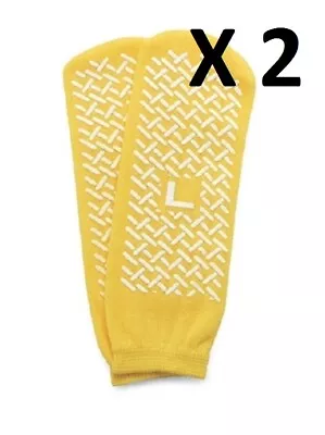 Medline Medical Socks Double Tread Slippers Skid Resistant Large YELLOW (2 PAIR) • $14