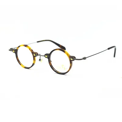 Super Small 36mm Tortoise Acetate Vintage Round Titanium Eyeglass Frames Unisex • $18.79