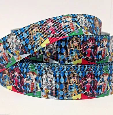 GROSGRAIN RIBBON 7/8  MONSTER HIGH PARTY M4 HAIRBOWS Halloween Christmas Printed • $0.99