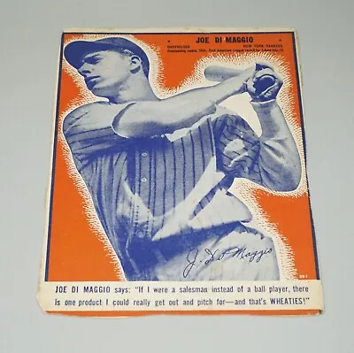 $46 • Buy 1934-1939 Series Wheaties Baseball Cereal Box Back Panel - Joe Dimaggio Yankees