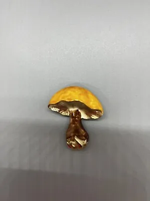 Vtg Orange Mushroom Pin Gold Retro 60s-70s 1.75” • $15