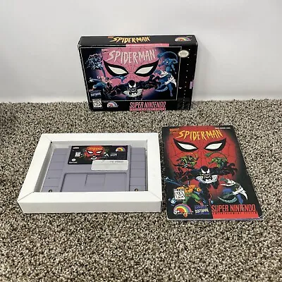 Spider-Man (SNES) Super Nintendo.  CIB Manual Insert Box. • $75