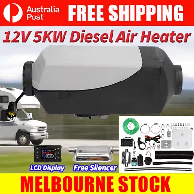 5KW 12V Air Diesel Heater Tank Vent Duct Thermostat Caravan Motorhome Remote AU • $89.99