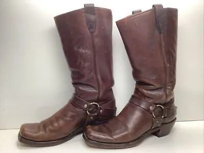 Vtg Mens Dan Dino Harness Motorcycle Old Dark Brown Boots Size Size 9 • $59.99