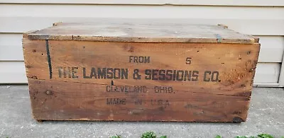 Antique Vintage Lamson & Sessions Hardware Advertising Wooden Crate Box Sign • $127.95