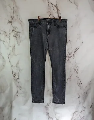 Rude Jeans Mens 36 X 30 Gray Black Super Skinny Denim Acid Wash  • $26.85