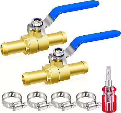 5/8 Heater Hose Shut Off Ball Valves 2Pcs Brass Barb Shut Off Ball Valves 5/ • $25.79