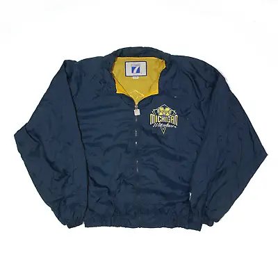 £24.99 • Buy Vintage LOGO 7 Michigan Wolverines Football Shell Jacket Blue Nylon 90s Mens XL