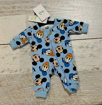 DISNEY Baby  Sz Small Newbornone-piece Zippy Cotton MICKEY MOUSE - NEW WITH TAGS • $13.90