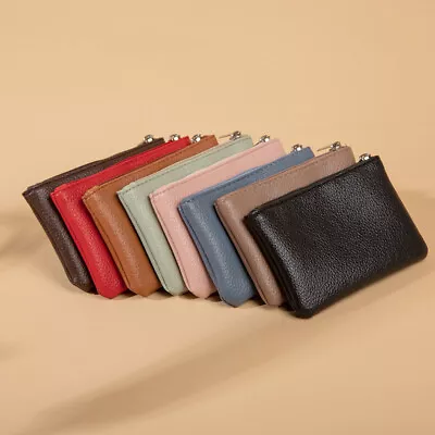 Women Key Ring Leather Mini Purse Coin Small Change Bag Card Wallet Pouch Zip Up • £2.75