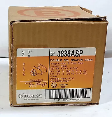 20 New Bridgeport 3838asp Double Barrell Snap In Connectors Nib ***make Offer*** • $35.99