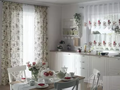 New Jacquard Cafe Kitchen Net Curtains Coffee Tea Price Per Metre • £7.59