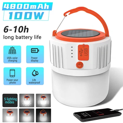 $17.98 • Buy USB Rechargeable LED Camping Lantern,Super Bright Solar Tent Light For Emergency
