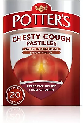 £5.10 • Buy Potters Chesty Cough Pastilles, Non-Drowsy, 20 Pastilles