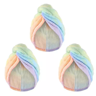  3 Pcs Colorful Hair Drying Cap Quick Towel Absorb Water Cartoon • £16.27