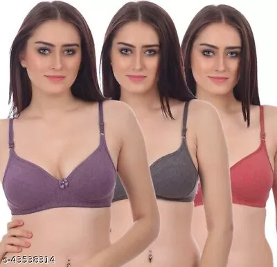 Bra Women's Bra Pack Of 3 Bra Sets Non Padded Bras Girls Non Wired Bra • $22.23