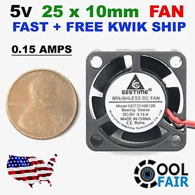 Gdstime 5v 25mm X 10mm 2510 DC Computer Cooling Fan Mini 3D Cooler Case 2pin • $7.75