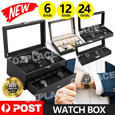 6/12/24 Grids Jewelry Watch Box Display Case Storage Holder Organizer Gift • $19.95