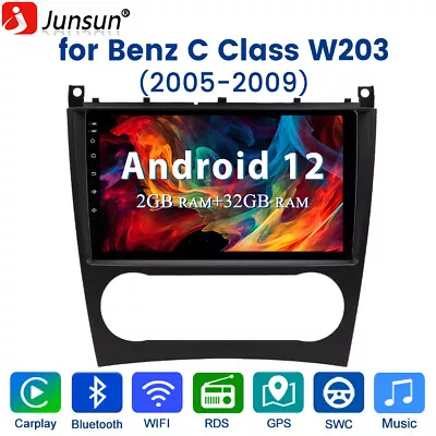 For Mercedes Benz C Class W203 Black 9  Radio Carplay 2+32G 2Din Touchscreen SWC • $159.99