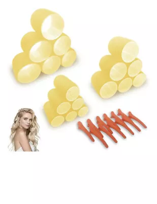 Hair Rollers Large With Clips  Self Grip Jumbo/Big Curlers For Hair Volume • £8.99