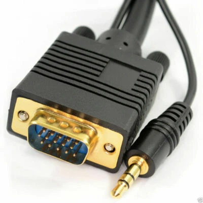 £5.99 • Buy 3m VGA / SVGA Cable With 50cm 3.5mm Stereo Jack Audio Flylead For Laptop To TV 