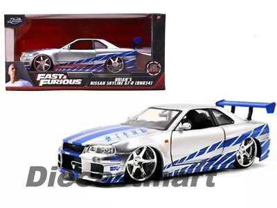 Jada 97158 2 Fast 2 Furious Brian's 1999 Nissan Skyline Gt R R34 1:24 Silver New • $21.99