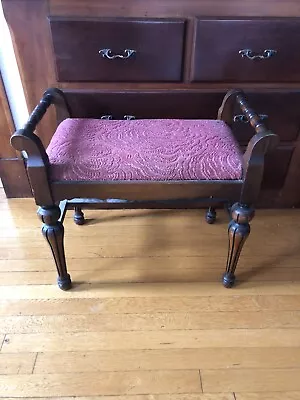 Mid Century Mahogany  Vanity Bench / Vanity Chair Foot Stool • $269