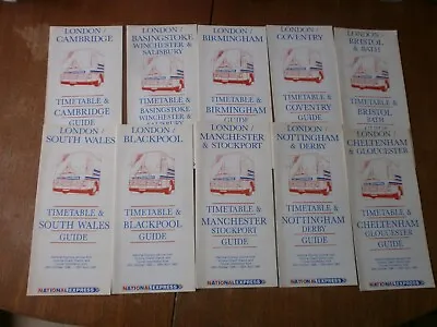 10 National Express Coaches Timetable Leaflets 1986/87 • £5