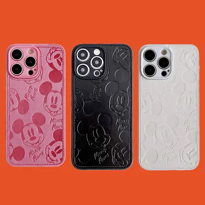 Mickey Mouse Embossed Leather Soft Shockproof PhoneCase For IPhone 15 14 Pro Max • $3.67