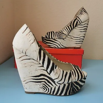 London Rebel Zebra Platform Shoes New In Box UK 4 5 EUR 37 38 • £10