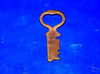 Tiny Vintage Eagle Lock Co. Flat Square-Cut Key W/Heart Shaped Bow • $6