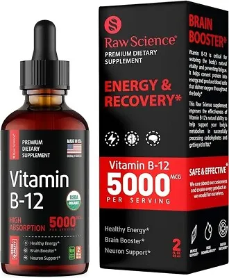 B12 Liquid Drops Sublingual 5000mcg Metabolism & Methylcobalamin Supplement • $32.29