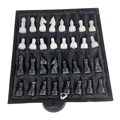Marble Chess Pieces Only Large Chess Pieces With Storage Tray Black & White New • $49.95