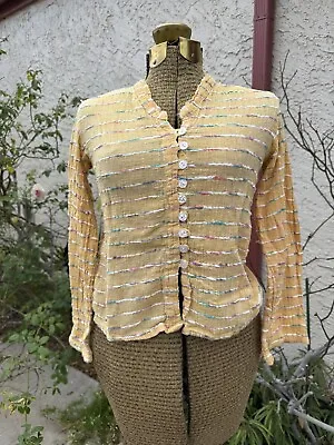 Vintage Women’s Indian Cotton Rainbow Striped Shirt Blouse Top Boho Hippie Cute! • $45