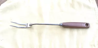 EKCO USA Stainless MEAT FORK 13  Copper Colored  Wood Handle Vintage 2 Pronged • $7.25