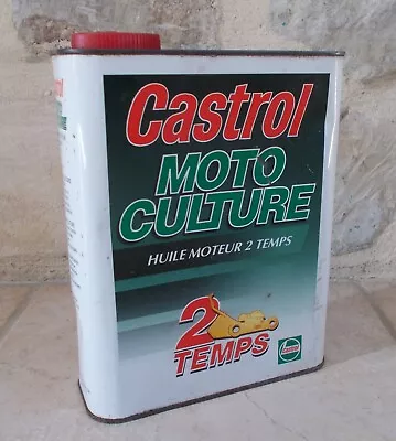 Antique CASTROL 2 Temps Oil Can Auto Old Vintage France French Petroleum White • $30.58