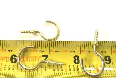 Cup Hook 12 Pc. Brass Plated Hanging Plant Cup Hook 1  Inch Screw In Type • $5.39