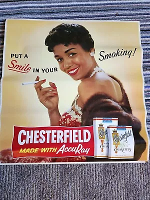 Vintage CHESTERFIELD Cigarettes Store Advertising Sign Lithograph Poster Woman • $199.95