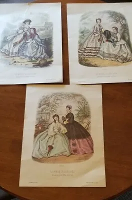 3x La Mode Illustree 1862 No. 222 225 226 Paris Ladies Women  Prints 14”x18” • $57.99