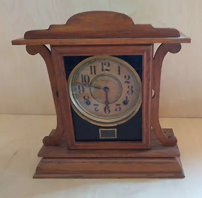 Atq E. Ingraham  Kitchenette  Mission Oak 8 Day Spring Wound Shelf/Mantle Clock • $89.95