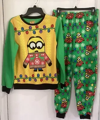 Despicable Me Womens Fleece Minion Ugly Sweater Pajamas Holiday Sleep Set Size S • $10