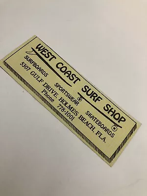 West Coast Surf Shop Vintage Sticker Decal 70s-80s • $25.50