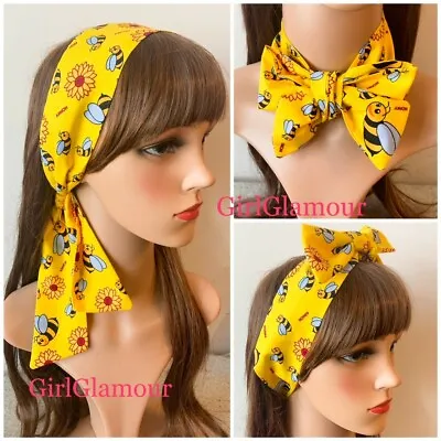 £3.99 • Buy Yellow Bee Headband Bandana Hairband Hair Bow Tie Band Scarf Bumblebee Costume