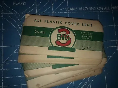 6 Vintage Big 3 CR-39 Cover Plate 4 1/4 X 2 Clear  Old School Welding Clear Lens • $16.98